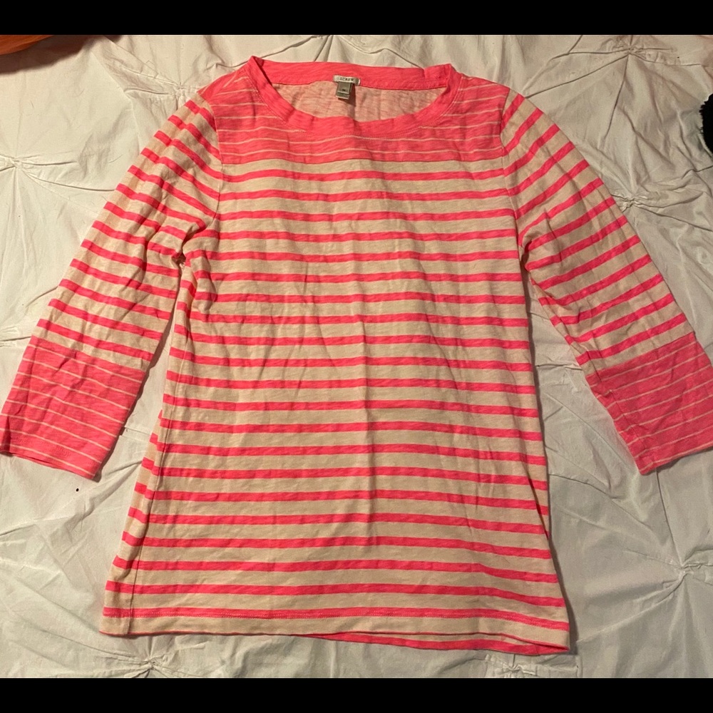 New J Crew neon hot pink 3/4 sleeve top shirt med